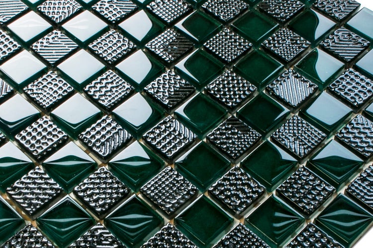 Glasmosaik auf Netz für Bad und Küche 30cm x 30cm  - Green Dama