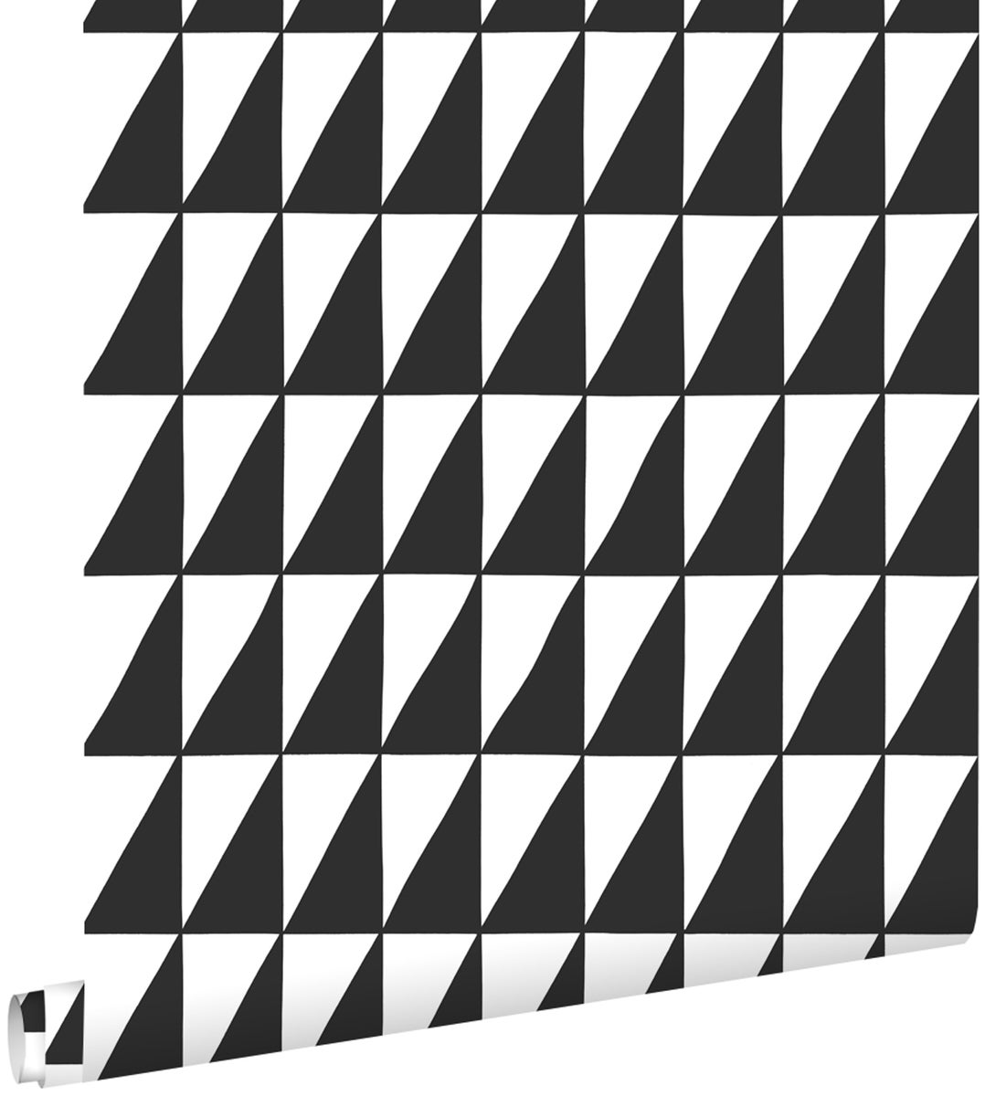 ESTAhome Tapete grafische Dreiecke Schwarz-Weiß - 0,53 x 10,05 m - 139077
