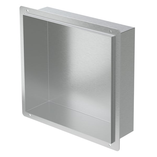 LuxeBath Wandnische aus Edelstahl, 30x30x10 cm, Silber, Duschnische, Randlos, Einbauregal, Flexibler Einbau, Befliesbare Nische für Badutensilien, Duschablage, Einzelregal, Lagerung für Badezimmer