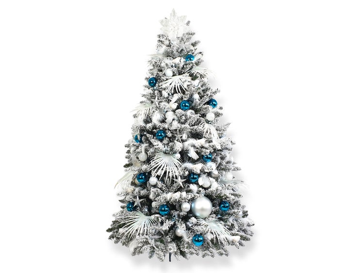 Künstlicher Weihnachtsbaum mit Schnee DELUXE Viola 210cm, Tannenbaum Christbaum Kunstbaum Dekobaum mit Metallständer