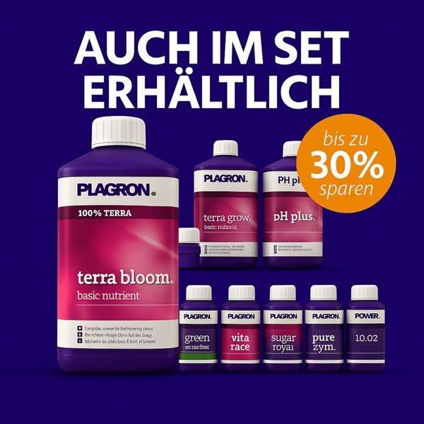 Plagron Düngemittelset mit Terra Bloom, Terra Grow, pH Plus, Green Sensation, Vita Race, Sugar Royal, Pure Zym und Power 10.02