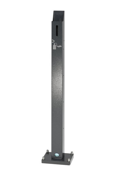 PROREGAL Robuster Handdesinfektionsspender Ohne Spender Bodenmontage HxBxT 120 x 18 x 23 cm Verzinkter Stahl Grau