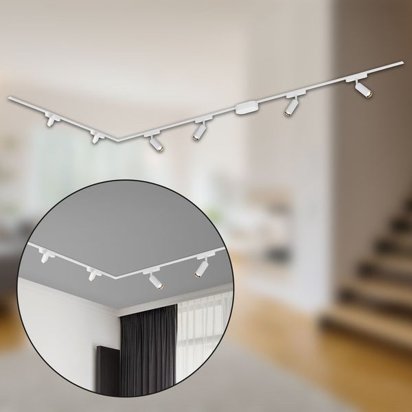 Briloner Luxtrail Schienensystem, Komplettset, 4x LED Spots, 2x LED Tracklight, Schwenkbar, Warmweiß, Weiß, 3m
