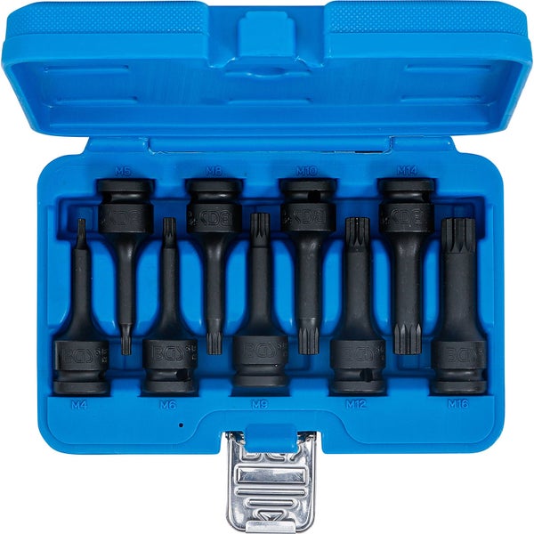 BGS Kraft-Bit-Einsatz-Satz Antrieb Innenvierkant 12,5 mm (1/2) Innenvielzahn (für XZN) M4 - M16 9tlg. - 5482
