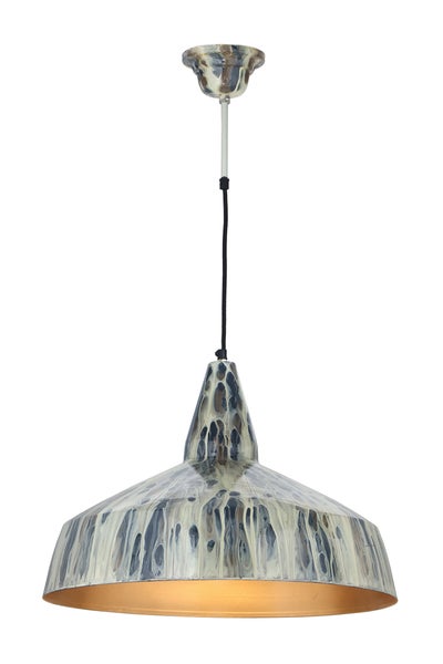 Loft Stil Hängelampe Modern in Gold Creme Blau, Industrielle Vintage Pendellampe 33 cm | Wohnzimmer Esszimmer Leuchte