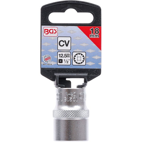 BGS technic Steckschlüssel-Einsatz aus Chrom-Vanadium-Stahl, 18 mm