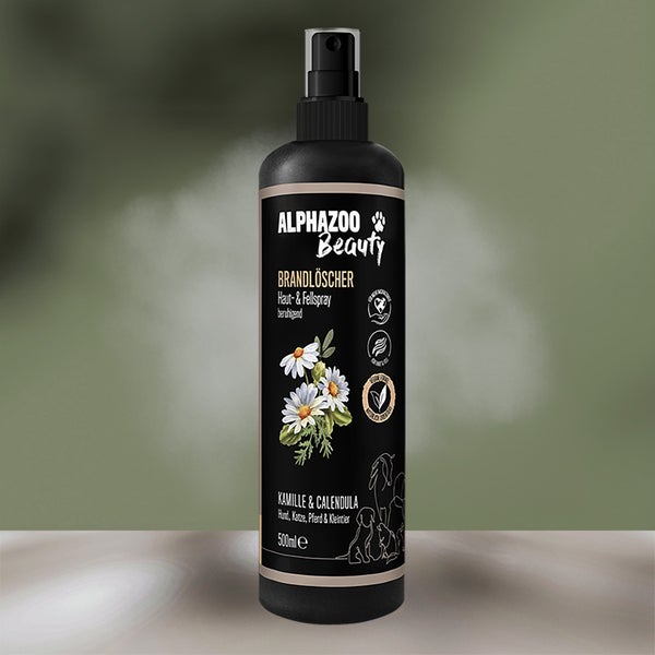 ALPHAZOO Brandlöscher Anti Juckreiz Spray 500ml für Hunde und Katzen I Sanfte Beruhigung für Fell und Haut