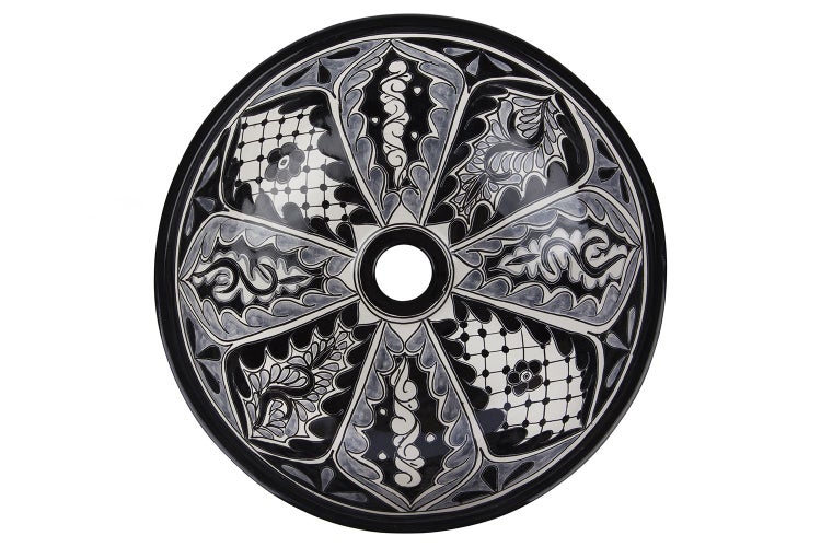 Rundes Aufsatzwaschbecken mit floralem Muster