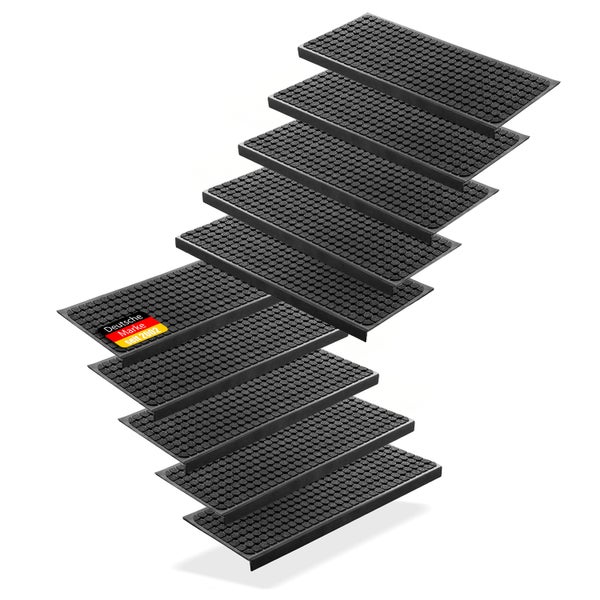 BigDean 10 Stück Stufenmatten aus Gummi – 75 x 25 cm – Outdoor Treppenstufenmatten – Anti Rutsch Gummimatten Wild Design