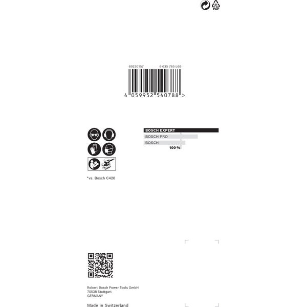 Produktverpackungsinformationen mit Barcode, Sicherheitshinweisen und Herstellerdetails