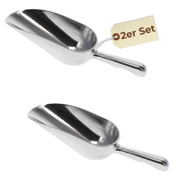 Zwei Schaufeln aus Metall mit Hinweisschild Set