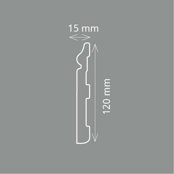 HOMESTAR Fußleiste CF 12, 15 x 120 mm, Länge 2 m