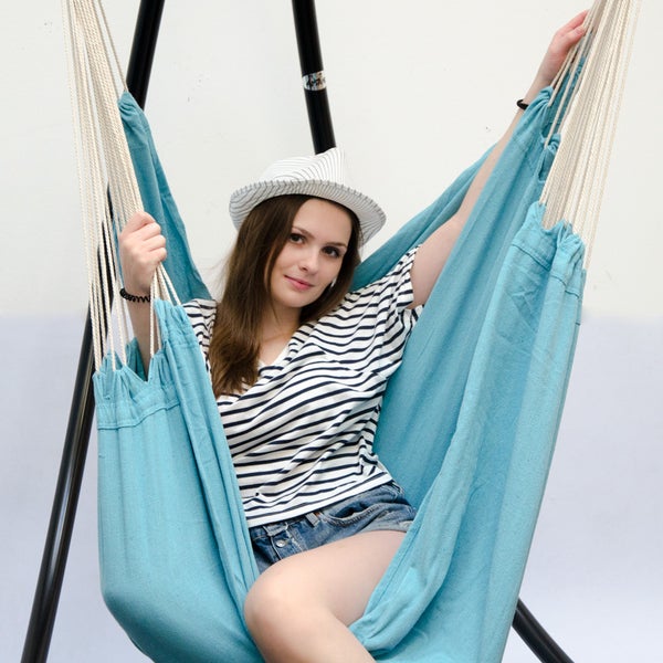 Hängesessel Relaxsessel 190x140cm bis 150kg in Pazifik Blau