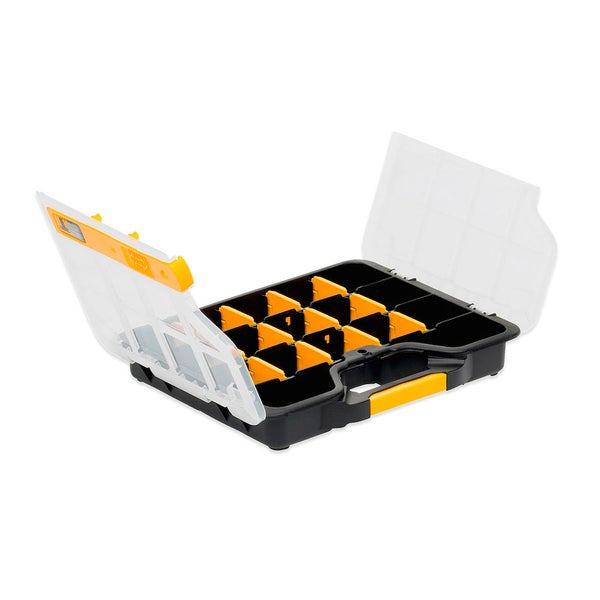 PROREGAL SparSet 10 x Sortimentskasten EuroPlus Basic HxBxT 5,5 x 29,5 x 23,5 cm Schwarz-Transparent-Grau