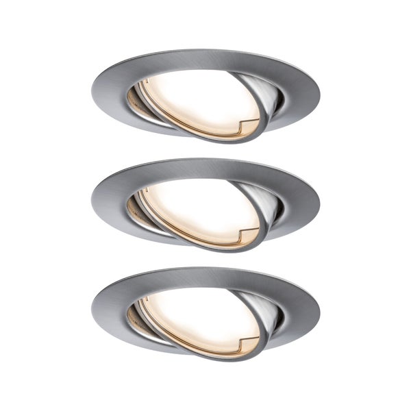 LED Einbauleuchte Base Coin Basisset schwenkbar rund 90mm 20° Coin 3x5W 3x370lm 230V 3000K Eisen gebürstet