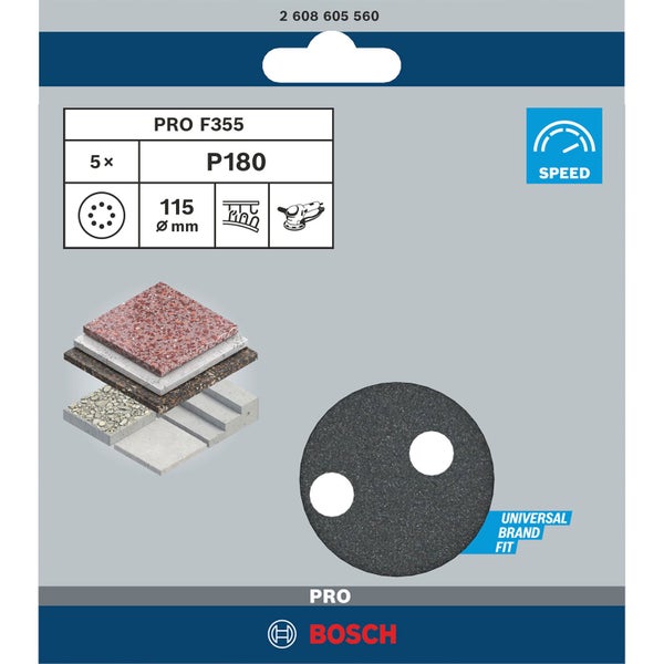 Bosch PRO F355 Schleifblatt 115 mm 180 - 2608605560