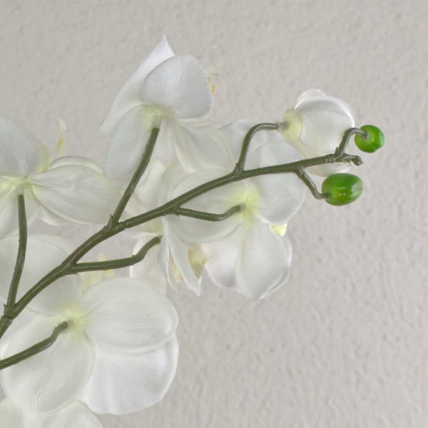 Künstliche Pflanze mit grünen Blättern im Jutesack.