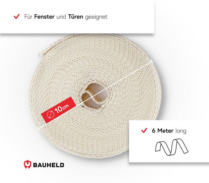 Dichtband, geeignet für Fenster und Türen, 10 cm Durchmesser, 6 Meter Länge