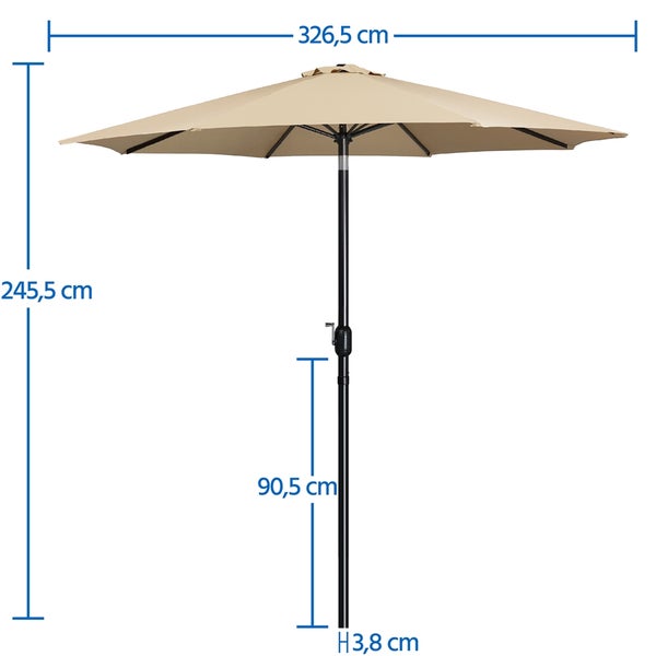 Abbildung eines Sonnenschirms mit Größenangaben