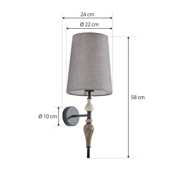 Lindby Wandleuchte, Wandlampe Innen Haldorin (Landhaus Vintage Rustikal) (1 flammig E27) - Textil Wandleuchten Wandstrahler Wandbeleuchtung Schlafzimmer / Wohnzimmer Wohnzimmerleuchte