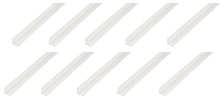 Set aus zehn Kunststoff Eckleisten für den Innenausbau oder als Kantenschutz