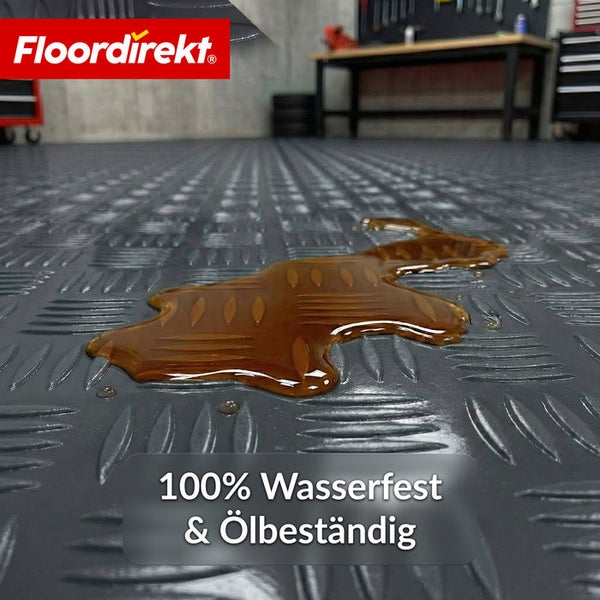 Wasserdichte und ölbeständige Bodenfliese von Floordirekt mit Tropfen