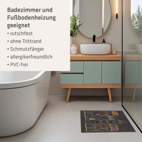 Akzente Feel Badematte mit Motiv in Bunt Fußmatte 50 x 70 cm, rutschfest, saugfähig