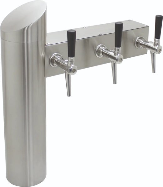 Edelstahl Schanksäule mit drei Zapfhähnen für Gastronomie und Heimtheken.