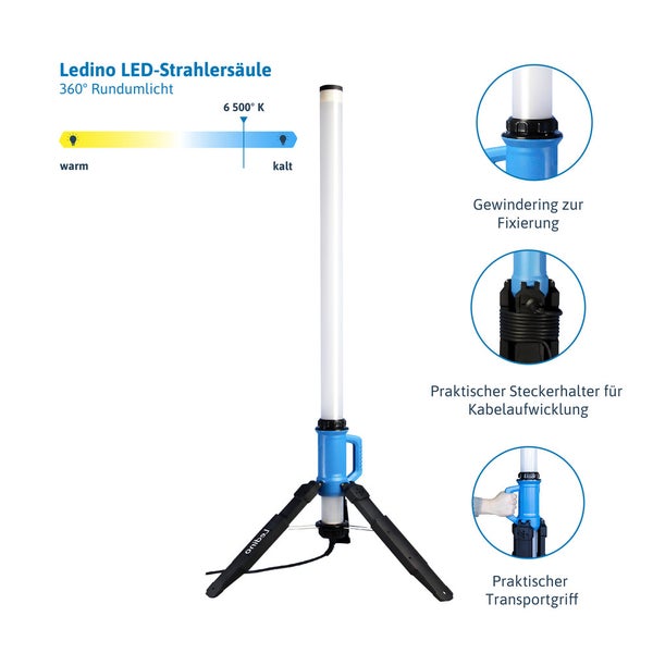Ledino LED Strahlersäule mit 360 Grad Rundumlicht und Stativ