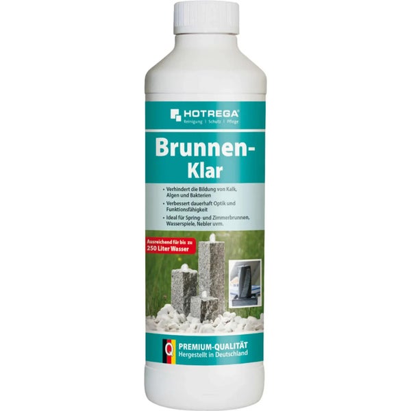 Hotrega Brunnen-Klar Wasserpflegemittel zur Vorbeugung gegen Kalk Algen und Bakterien in Brunnen und Wasserspielen für bis zu 250 Liter Wasser