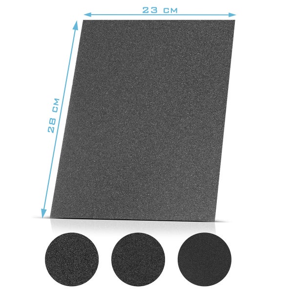 Schleifpapier mit den Maßen 23 cm x 28 cm