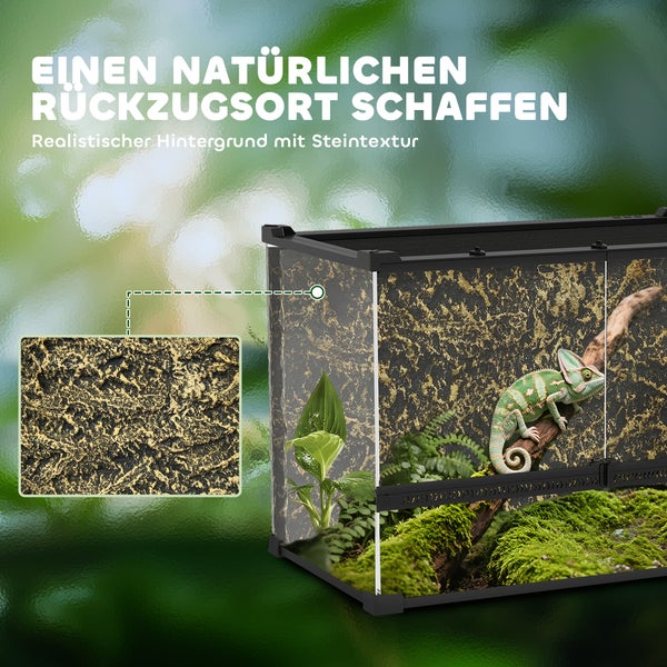 Terrarium-Rückwand mit realistischer Steintextur für Reptilien, schafft einen natürlichen Rückzugsort.