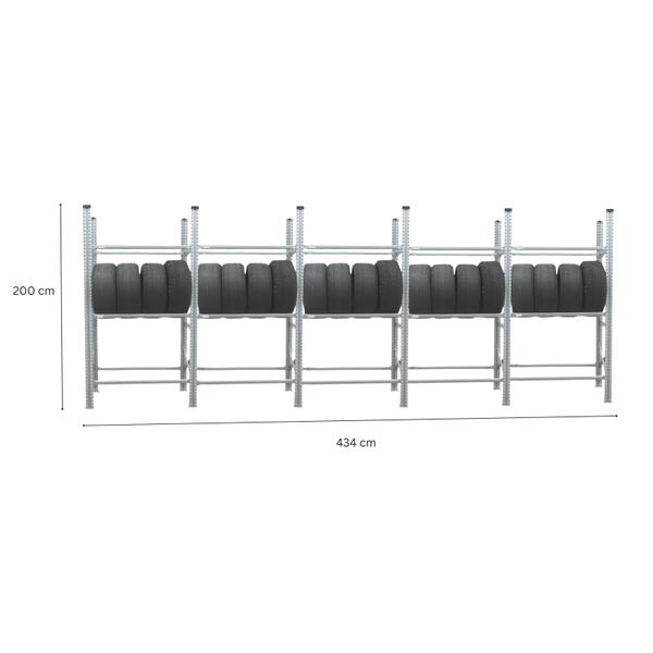 PROREGAL Reifenregal Proximo 200x450x40cm bis zu 60 Reifen auf 3 Ebenen Verzinkt