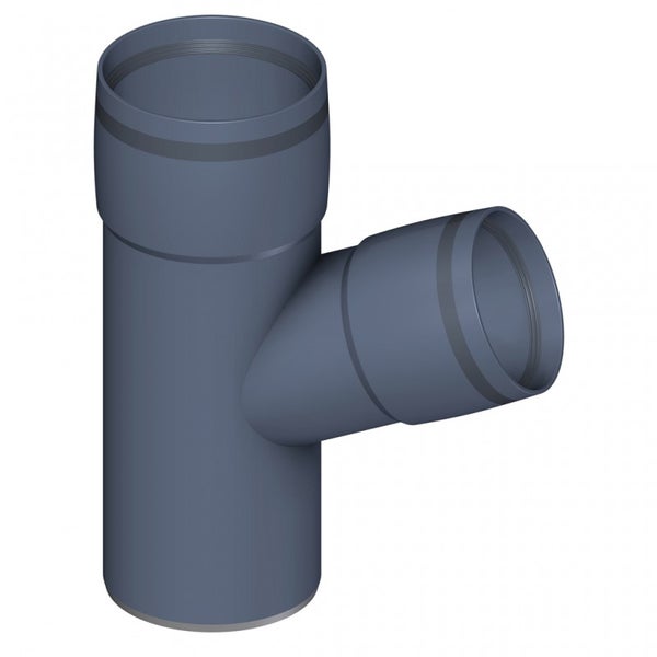HT-Abzweig aus Kunststoff für Abwasserrohre, 45 Grad Winkel, grau.