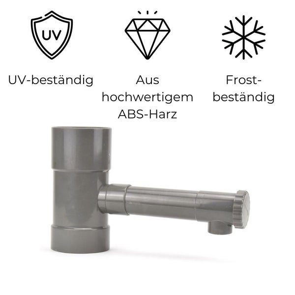 Regendieb Wasserdieb Fallrohr Abzweig mit Hahn Regenwassersammler Fallrohr Regenrinnen Ablauf Regensammler 100 mm