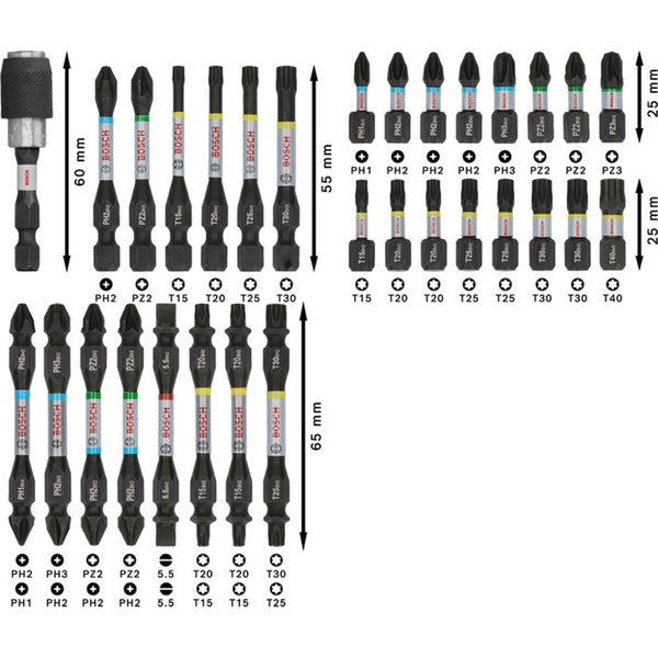 Bosch Schrauberbit Satz mit Bithalter und verschiedenen Bitgrößen