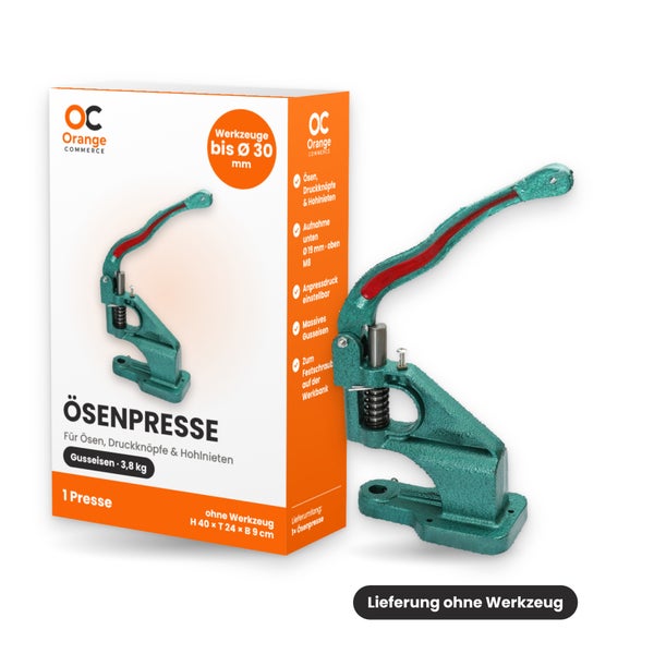 Ösenpresse aus Gusseisen für Ösen, Druckknöpfe und Hohlnieten, manuelle Handhebelpresse, inklusive Verpackung, Lieferung ohne Werkzeug