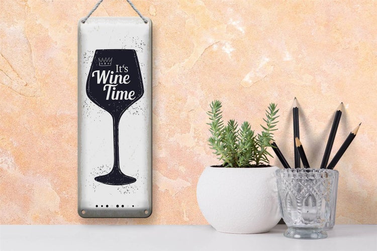 Blechschild Spruch Wein It´s Wine Time 10x27cm Dekoration