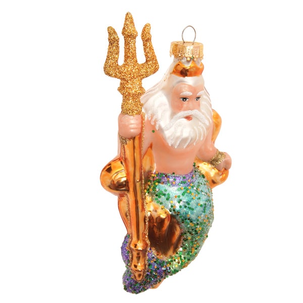 Neptun Christbaumkugel mit Dreizack als Weihnachtsbaumschmuck
