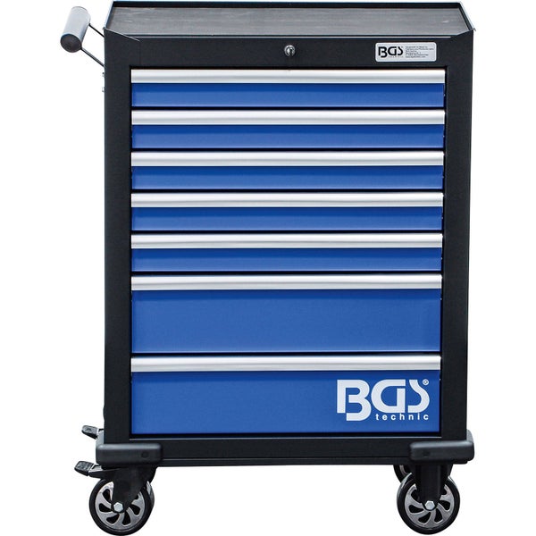 BGS technic Werkstattwagen mit sieben Schubladen und Rollen in Blau und Schwarz