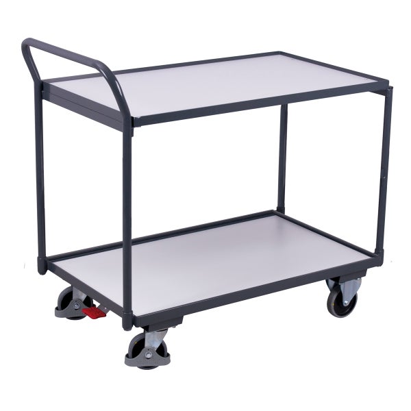Servierwagen mit zwei Ablageflächen und Rollen