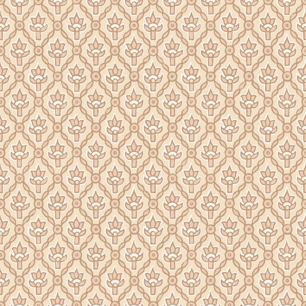 Tapete mit floralem Ornamentmuster in Rautenform im Vintage-Stil.