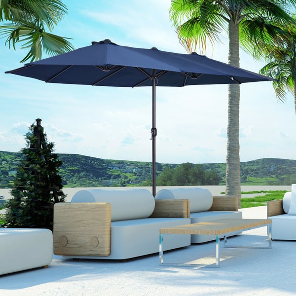 Outsunny Sonnenschirm, L460 x B270 x H240 cm, Stahl, Polyester, ABS, blau