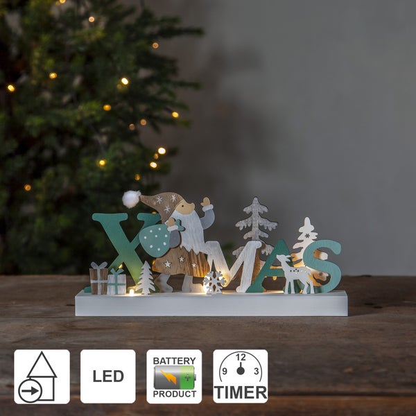 Dekorative Weihnachtsbeleuchtung mit LED, Batteriebetrieb und Timer