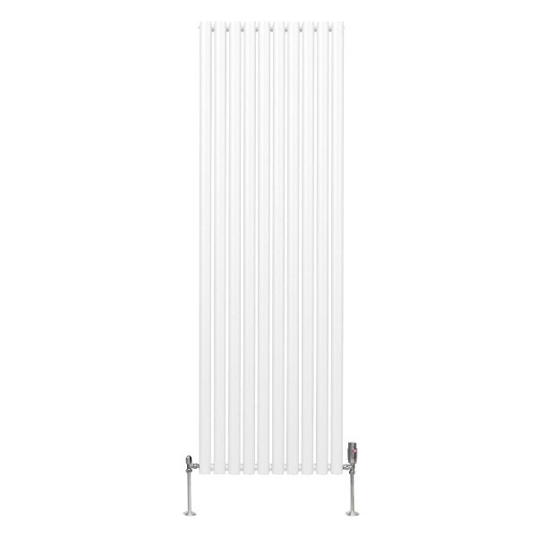 Oval Röhrenheizkörper & Chrom Thermostatventile – 1800mm x 600mm - Weiß