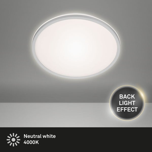 LED Deckenleuchte Backlight 4000K silber Metall-Kunststoff Ø28cm 15W Briloner