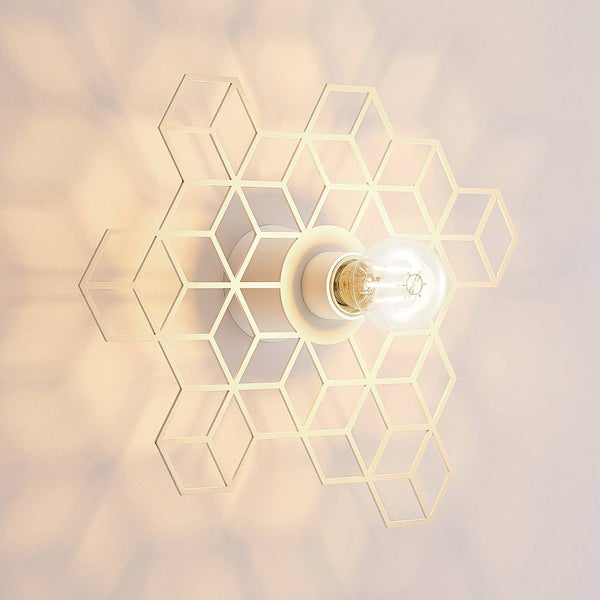 Lucande Wandleuchte, Wandlampe Innen Alexaru (Design Modern) in Weiß aus Metall (1 flammig E27) - Design Wandleuchten Wandbeleuchtung Schlafzimmer / Wohnzimmer Wohnzimmerleuchte