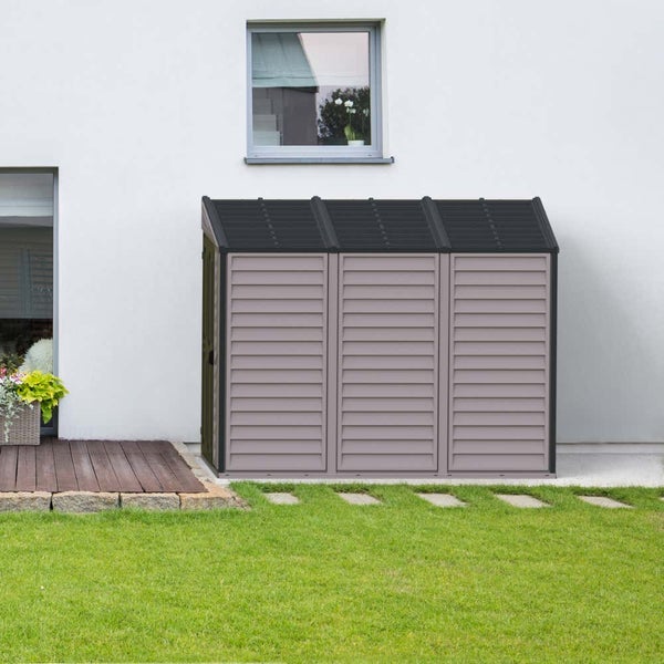 DURAMAX Kunststoff-Gerätehaus 1,2x2,4m Gerätehaus aus Kunststoff in Grau, Geräteschrank mit 4 mm Wandstärke Gartenhaus