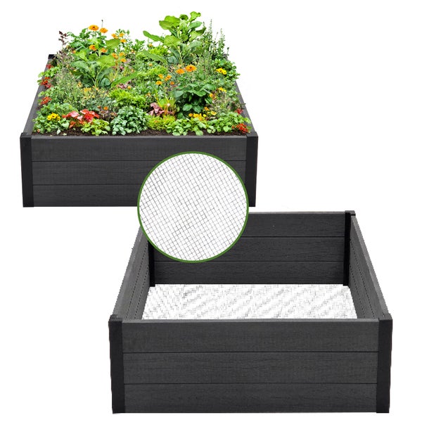 Hochbeet Beeteinfassung mit Wühlmausgitter 100x100x28,5 cm ca. 260 Liter Holzoptik robust stabil Komposter