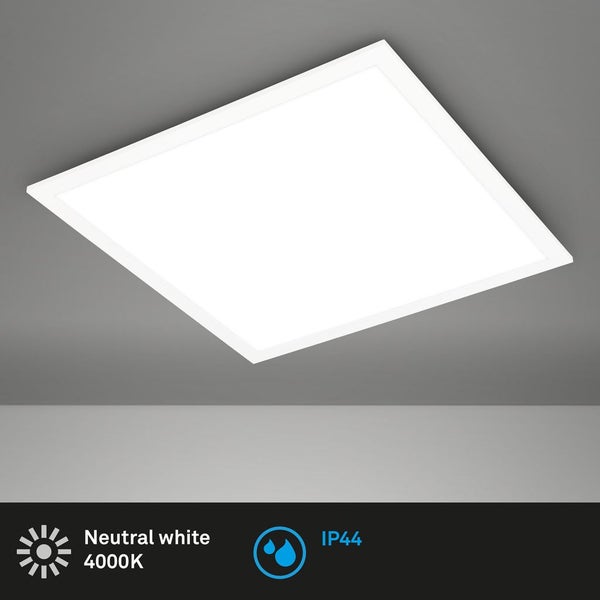 BRILONER SIMPLE LED Deckenleuchte Bad, IP44 Spritzwasserschutz, Neutralweißes Licht, weiß, 44,5 x 44,5 x 5 cm